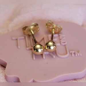14K Yellow Gold JCA tiny ball bead stud earrings